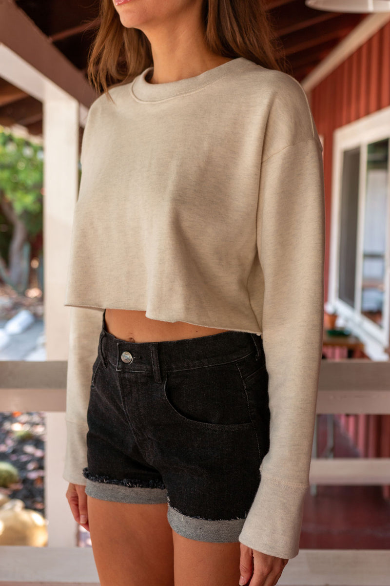 SORRENTO RAW EDGE SWEATSHIRT IN OATMEAL