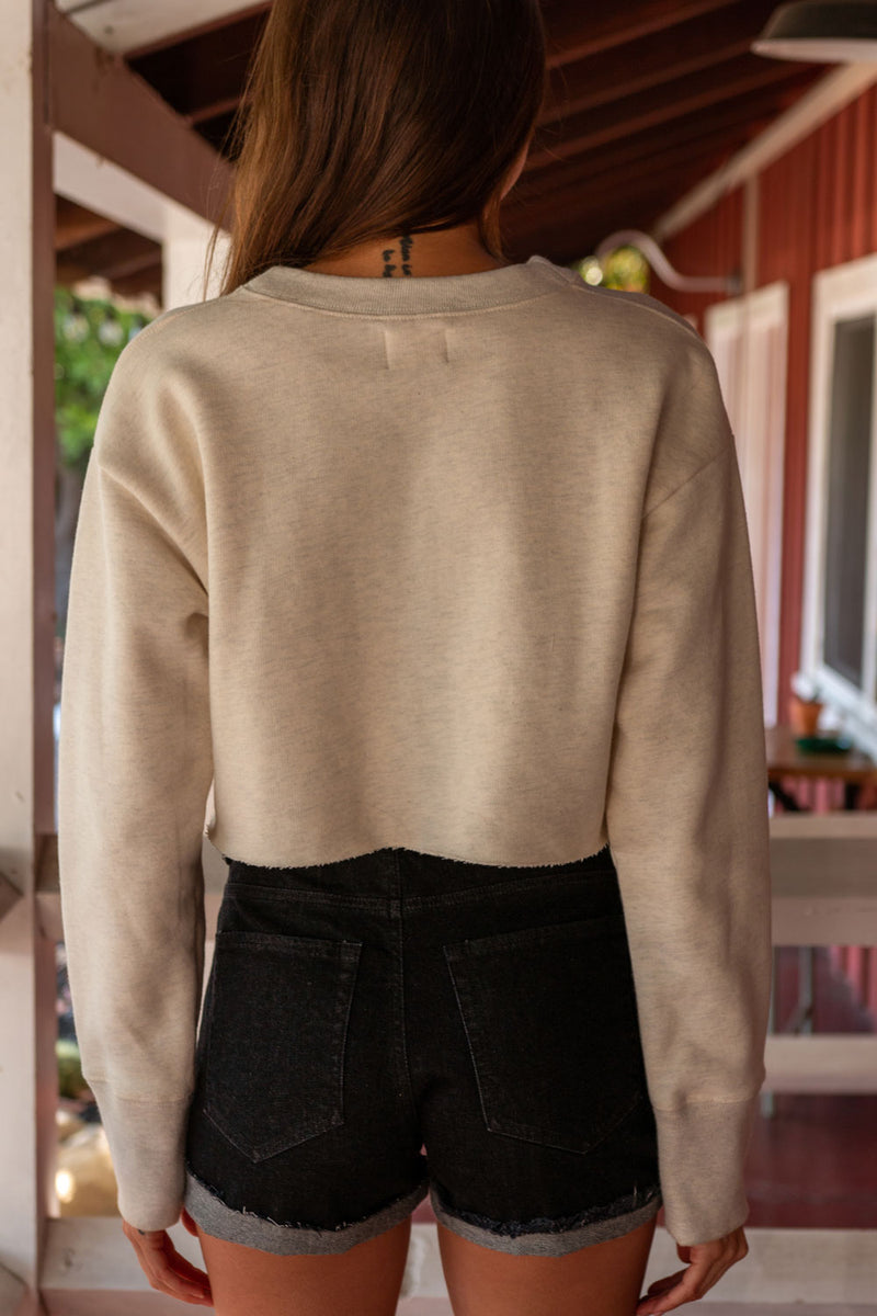 SORRENTO RAW EDGE SWEATSHIRT IN OATMEAL