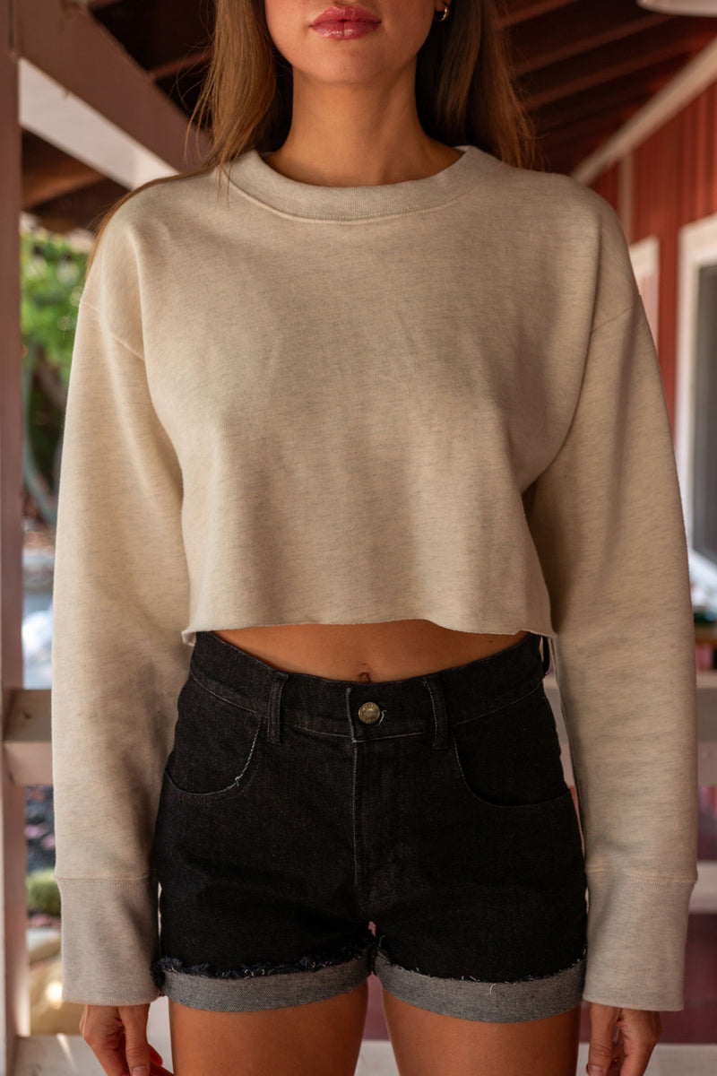 SORRENTO RAW EDGE SWEATSHIRT IN OATMEAL