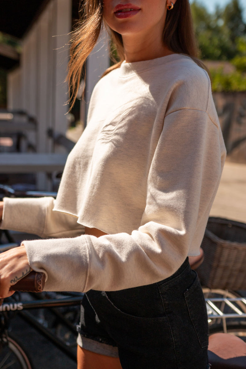 SORRENTO RAW EDGE SWEATSHIRT IN OATMEAL